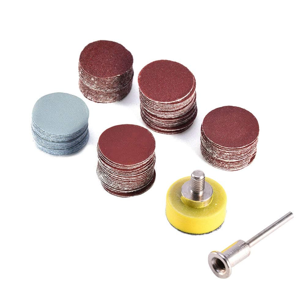100pcs 1 Inch/25mm Sanding Discs Pad Sander Disk Kit with 1/8” Shank Abrasive Polish Pad Plate for Dremel Rotary Tool, 100/180/240/1500/3000 Grit Paper