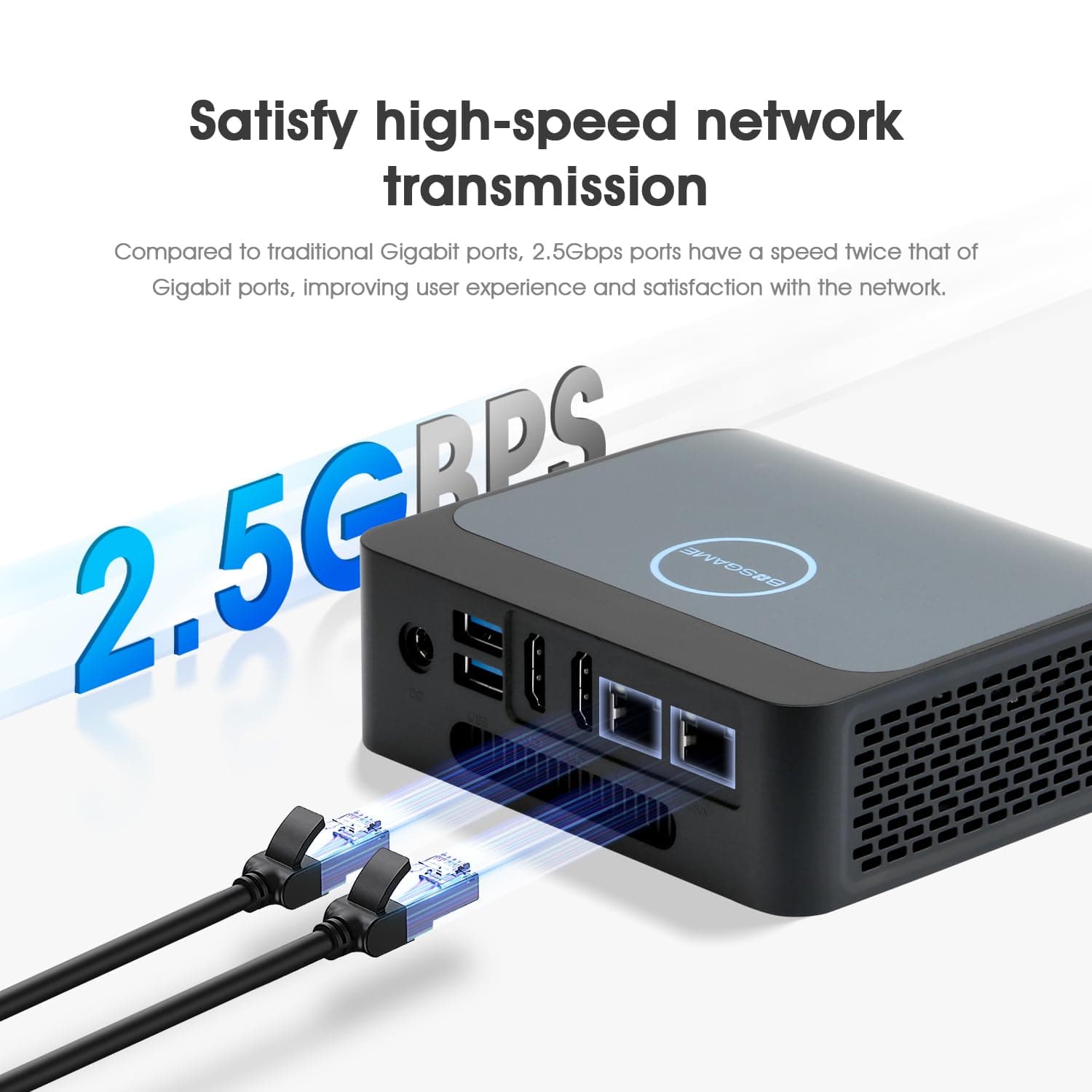BOSGAME Dual Nic Mini PC E1, Intel N100 (4C/4T, 3.4GHz) 16GB DDR4 512GB SSD Mini Desktop Computers, Dual HDMI+Full-Featured USB-C Support 4K Triple Display, 4*USB 3.2 Gen 2, Black