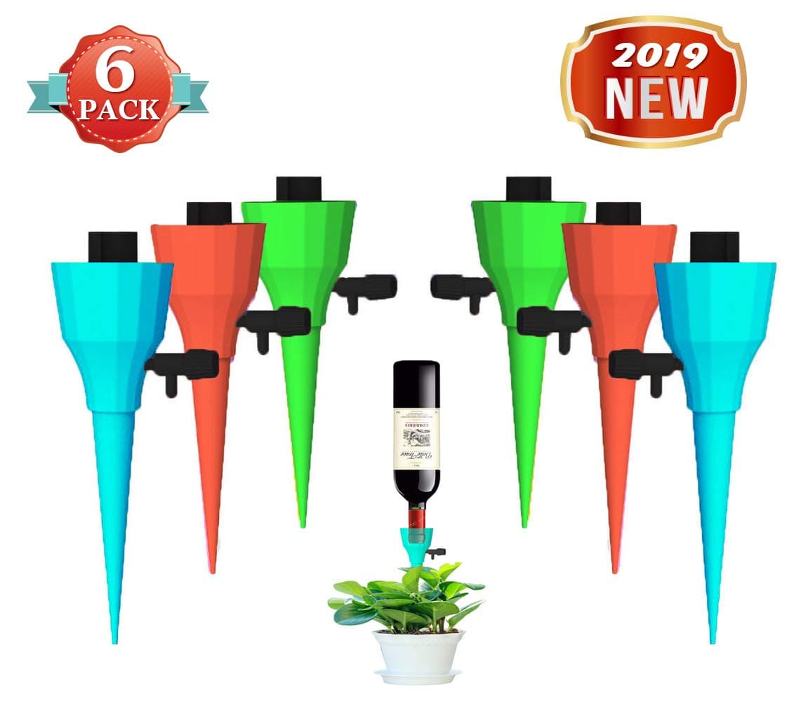Plant Self Watering Spikes with Slow Release Control Valve, Automatic Watering Devices Constant Pressure, Vacation Plant Irrigation Waterer, Watering Bulbs for Bottles, Self Watering Sticks, 6PCS