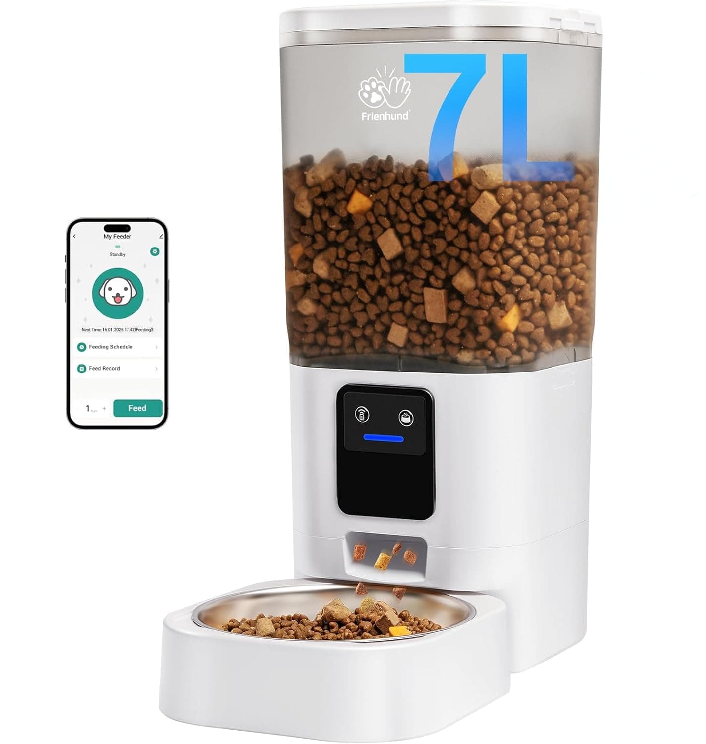 5G WiFi Automatic Cat Feeder with Slow Feed: 7L Automatic Dog Feeder with Smart APP Control, Auto Cat Food Dispenser with Alexa for Multiple Pets, Detachable for Easy Cleaning