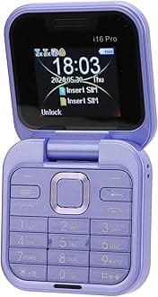 Zunate 2G Mini Flip Mobile Phone, Foldable Cell Phone 2 SIM Card Slots, 1.77 Small Display, Unlocked Flip Phone Supports FM Radio, Quick Dial, Vibration (Purple)