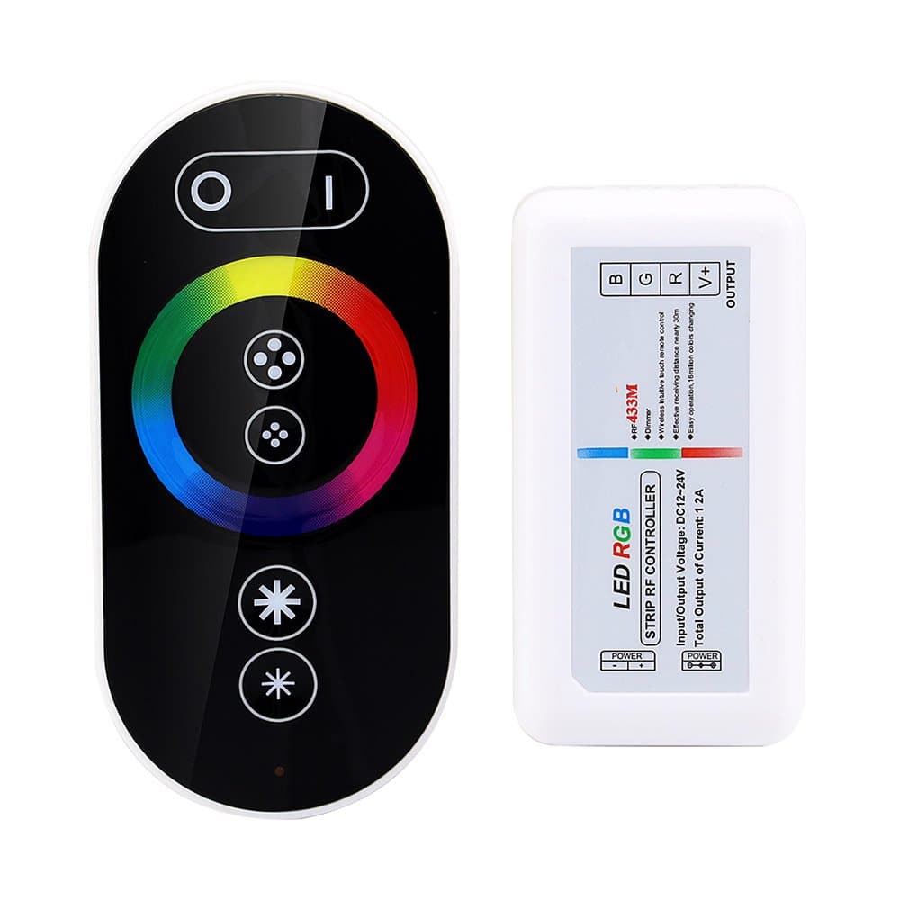 Ybeacon 2.4G RGB LED Remote Controller Wireless RF Remote and 2.4G RF Touch Screen Dimmer for 5050 3528 5630 RGB Flexible LED Strip Light (Black)