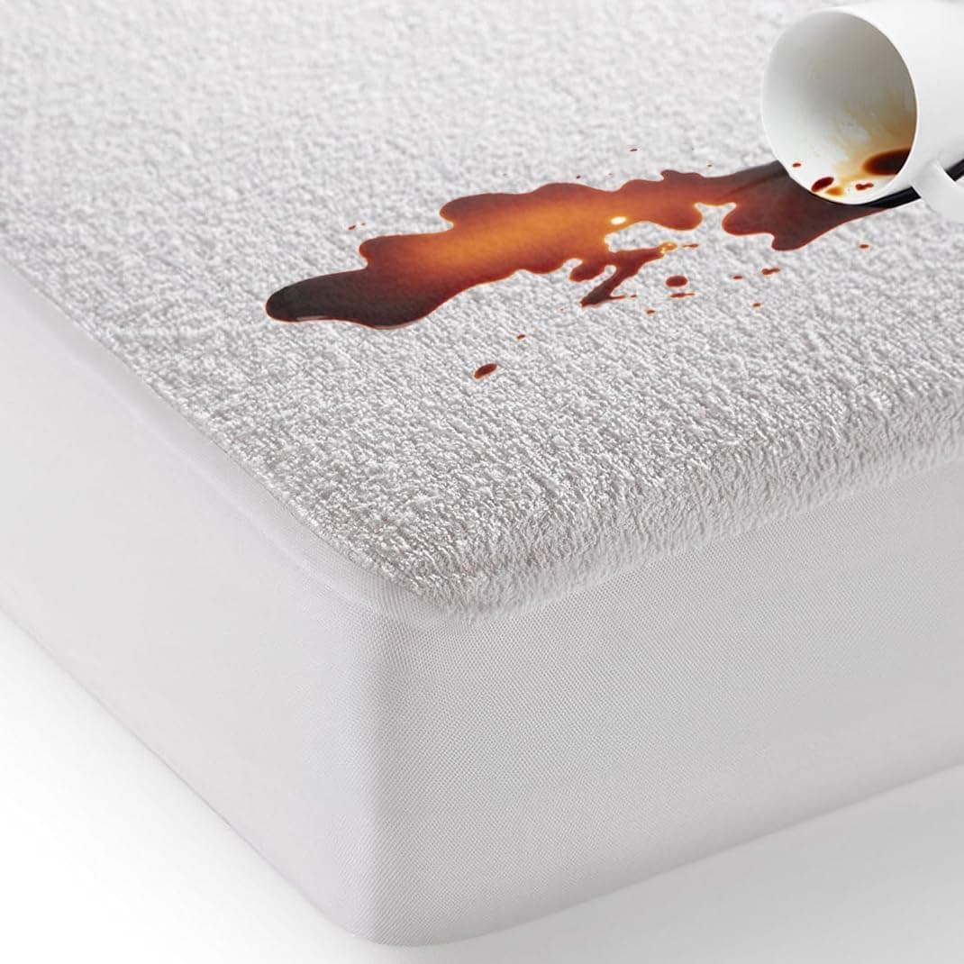 100% Waterproof Mattress Protector Terry Top - Deep 30cm Fitted Skirt - Waterproof Single Mattress Protector - Super Absorbent - Machine Washable - Single (90x190) cm