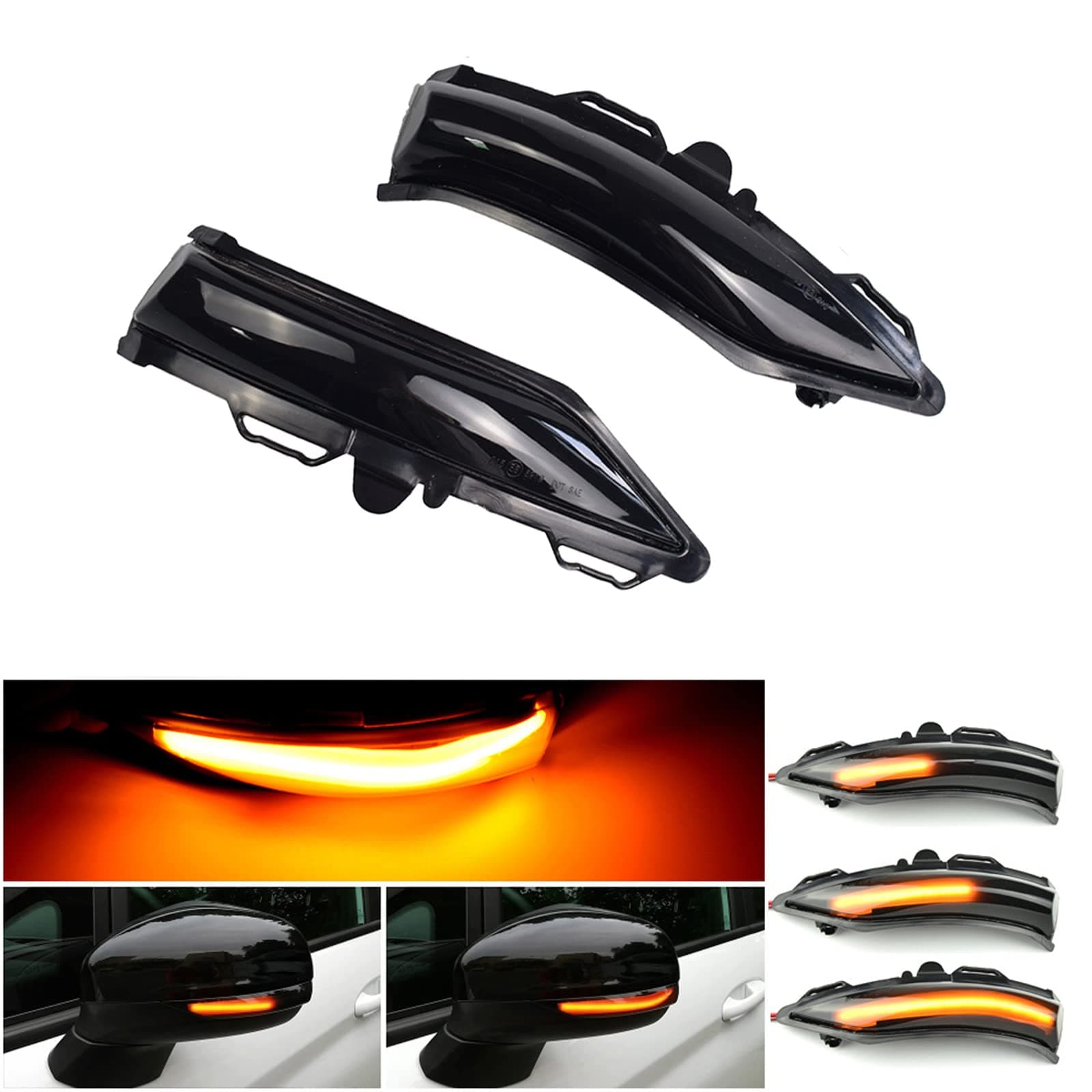 PAISEN1 Pair LED Side Wing Rearview Mirror ，Flowing Sequential Turn Signal Light, Flowing Sequential Turn Signal Light,for Fiesta ST Line MK8 2018 2019 2020