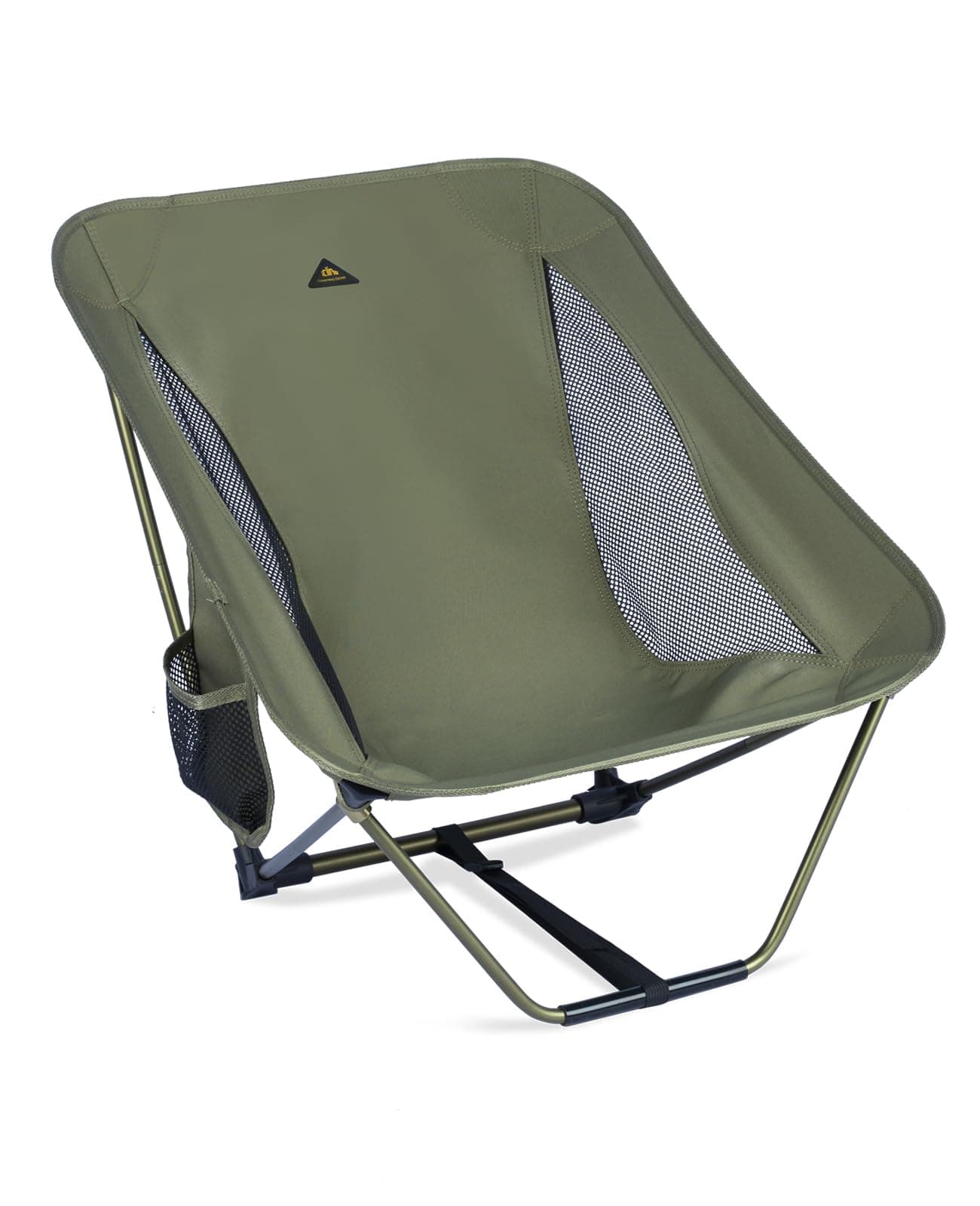 iClimb Low Ultralight Compact Camping Folding Chair with Side Pocket and Carry Bag (Green)