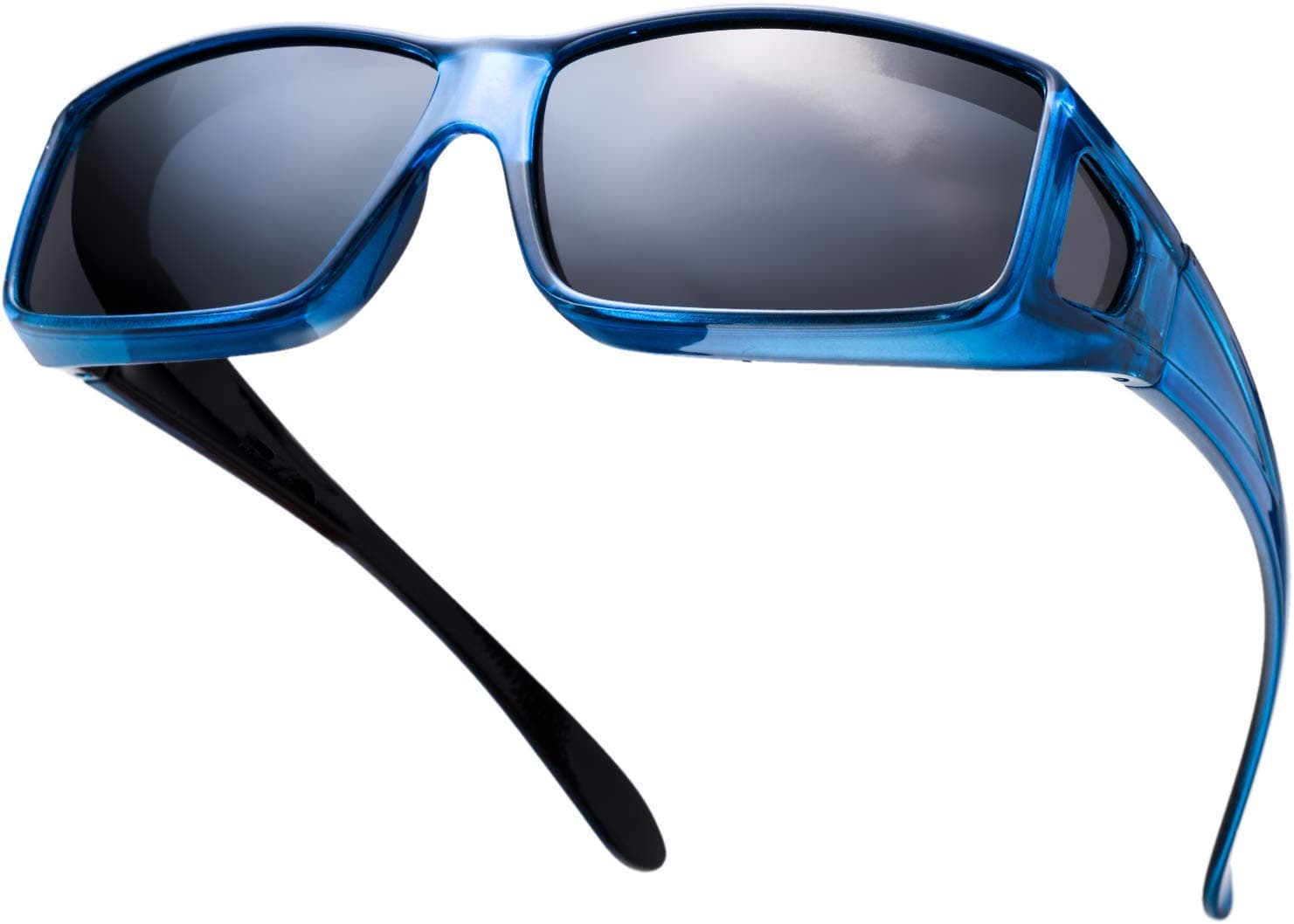 High Definition Polarized Wrap Around Shield Sunglasses for Glasses - Leather Eyeglasses Case