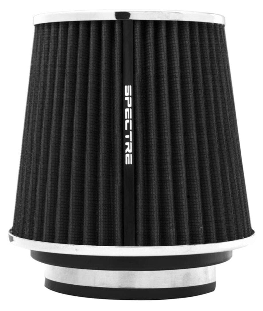 Universal Clamp-On Air Filter: High Performance, Washable Filter: Round Tapered; 3 in/3.5 in/4 in Flange ID; 6.719 in (171 mm) Height; 6 in (152 mm) Base; 4.75 in (121 mm) Top, SPE-8131, Black
