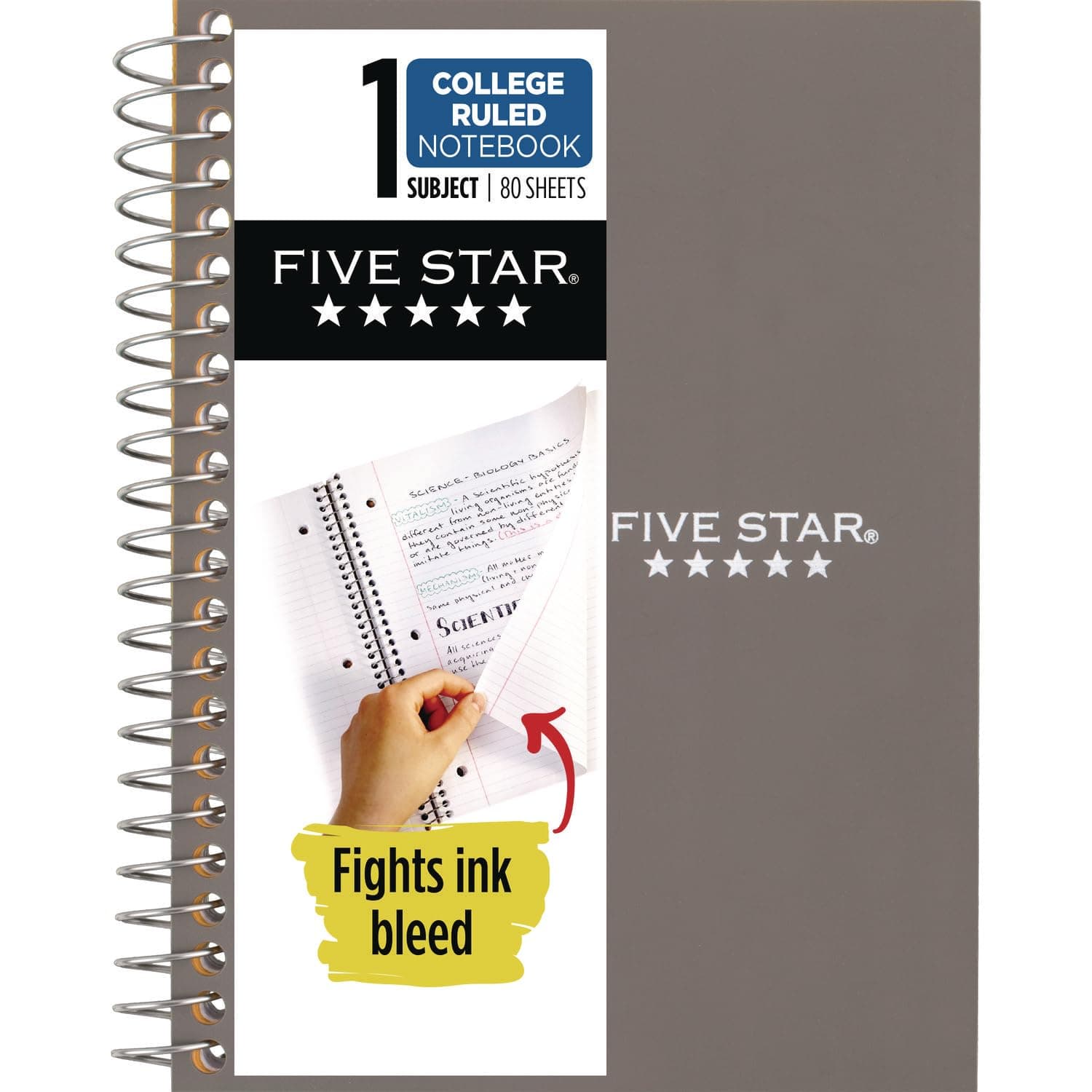 Mead Five Star Wirebound Notebook, 1-Subject, Medium/College Rule, 80 Sheets 19x13.9 cm (7.5x5.5) Assorted Cover Color