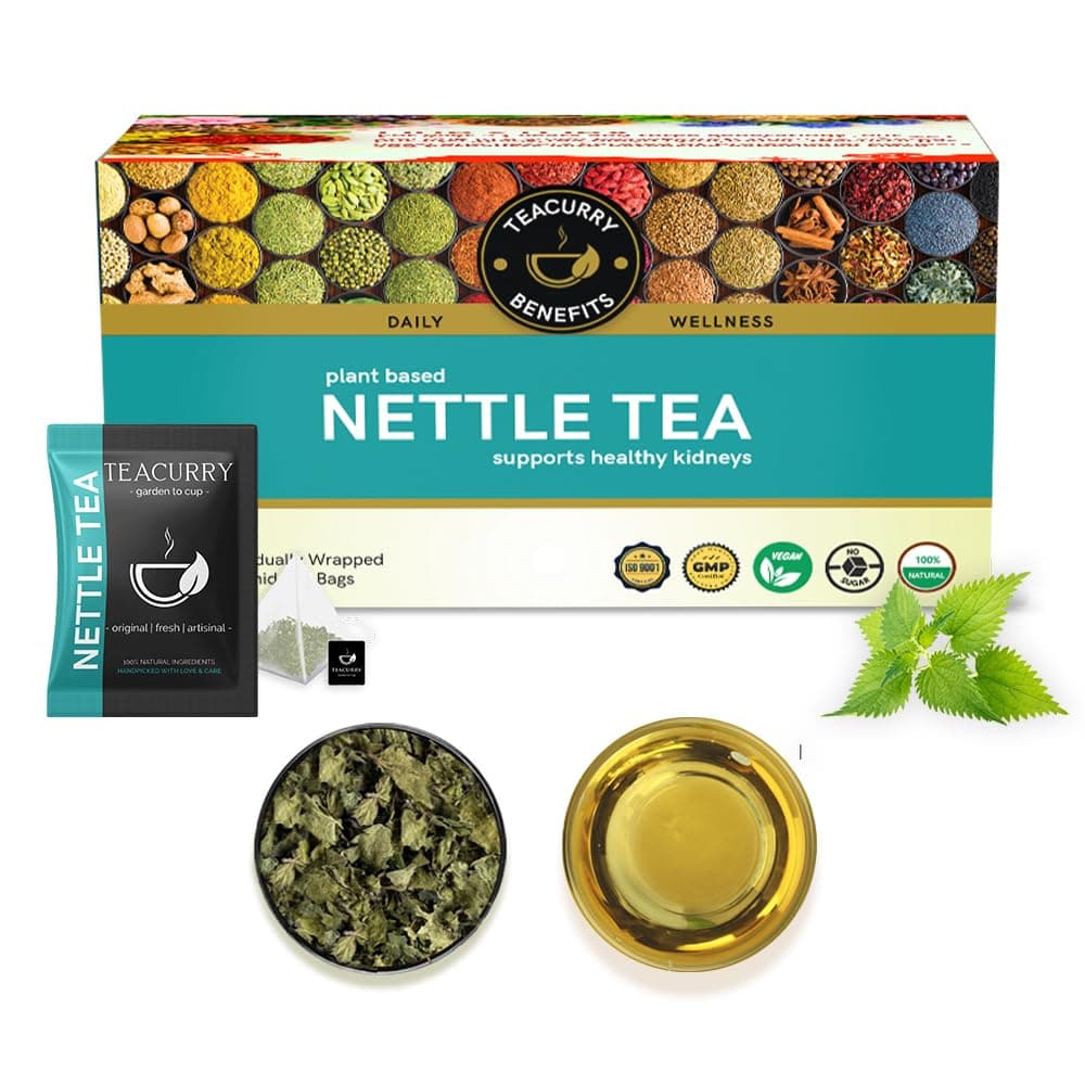 TEACURRY Nettle Leaf Tea Stinging (1 Month Pack, 30 Tea Bags) - Helps With Body Detox and Digestion -Himalayan Nettle Leaf Tea Bags, 45 Grams