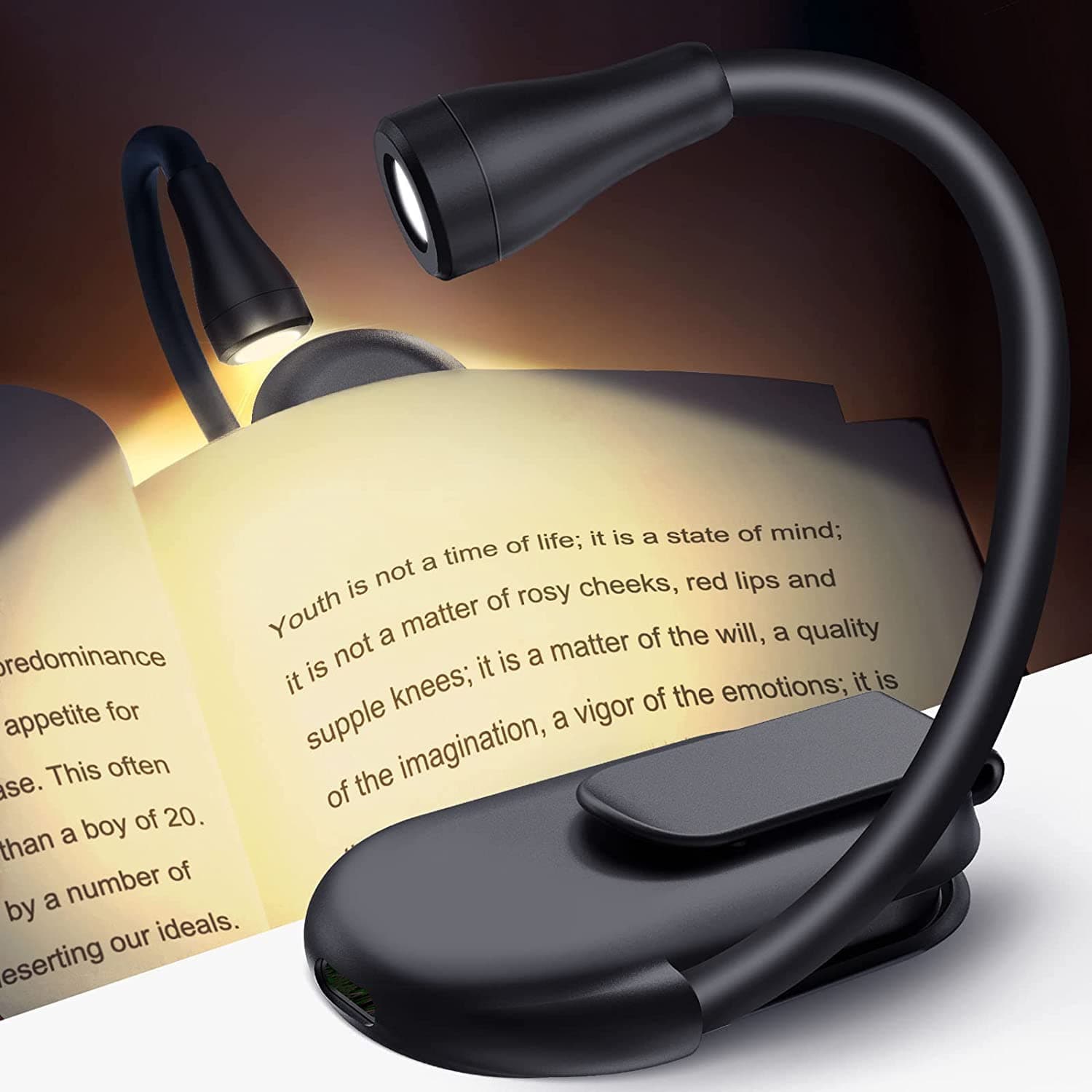 Reading Light, Book Light for Night Reading, Book Light, Book Reading Light, Reading Lamp, Book Reading Light with Clip, 3 Modes, Portable, Eye Caring - Black