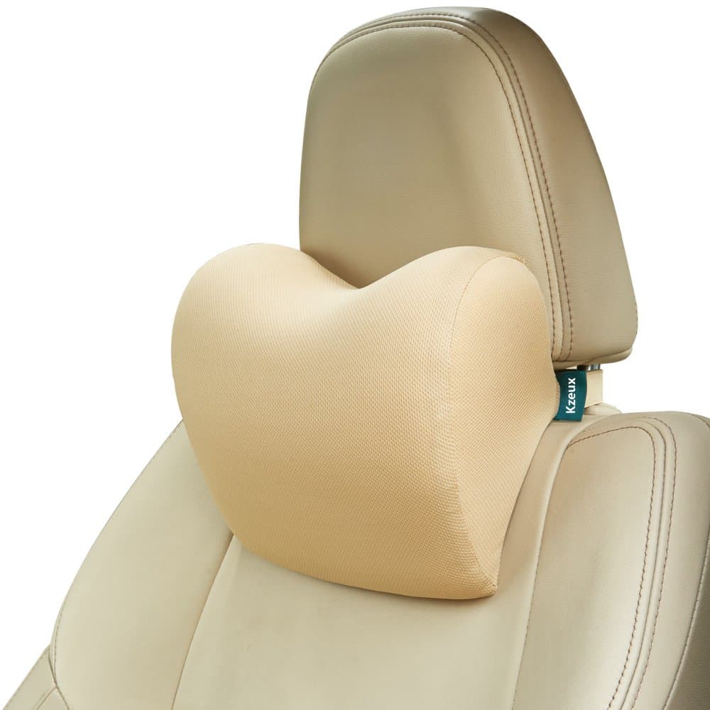 Car Neck Pillow - Memory Foam Cervical Relief Cushion, Headrest Support for Pain, Beige
