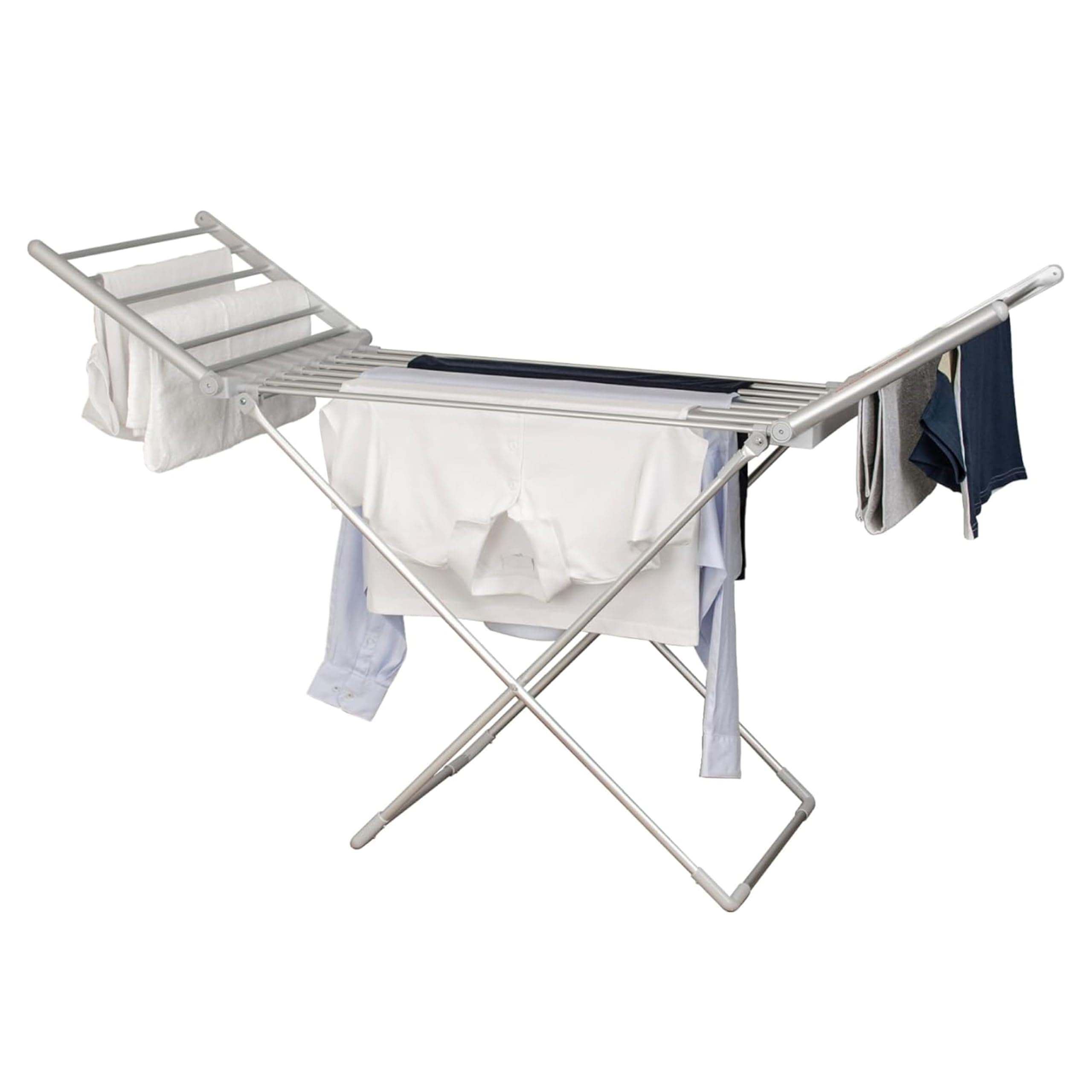 Status 230W Heated Winged Clothes Airer, Foldable Aluminium Electric Drying Rack with 20 Rails and 94cm Wingspan, Low-Energy Indoor Laundry Dryer Stand, Silver (AHCA-230W1PKB)