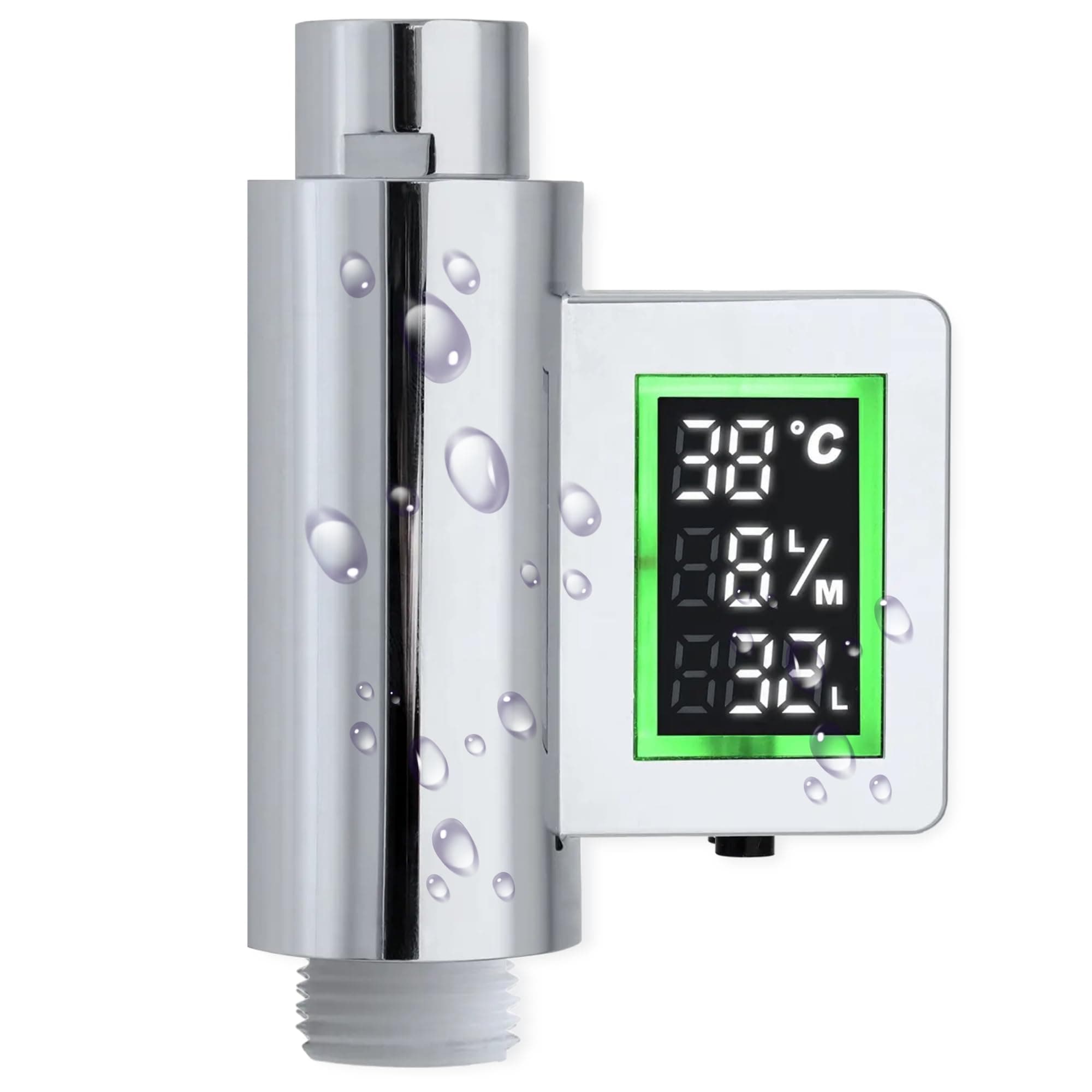 Shower Timer with Flow Meter Water & Energy Saving Coach Waterproof Self Powered