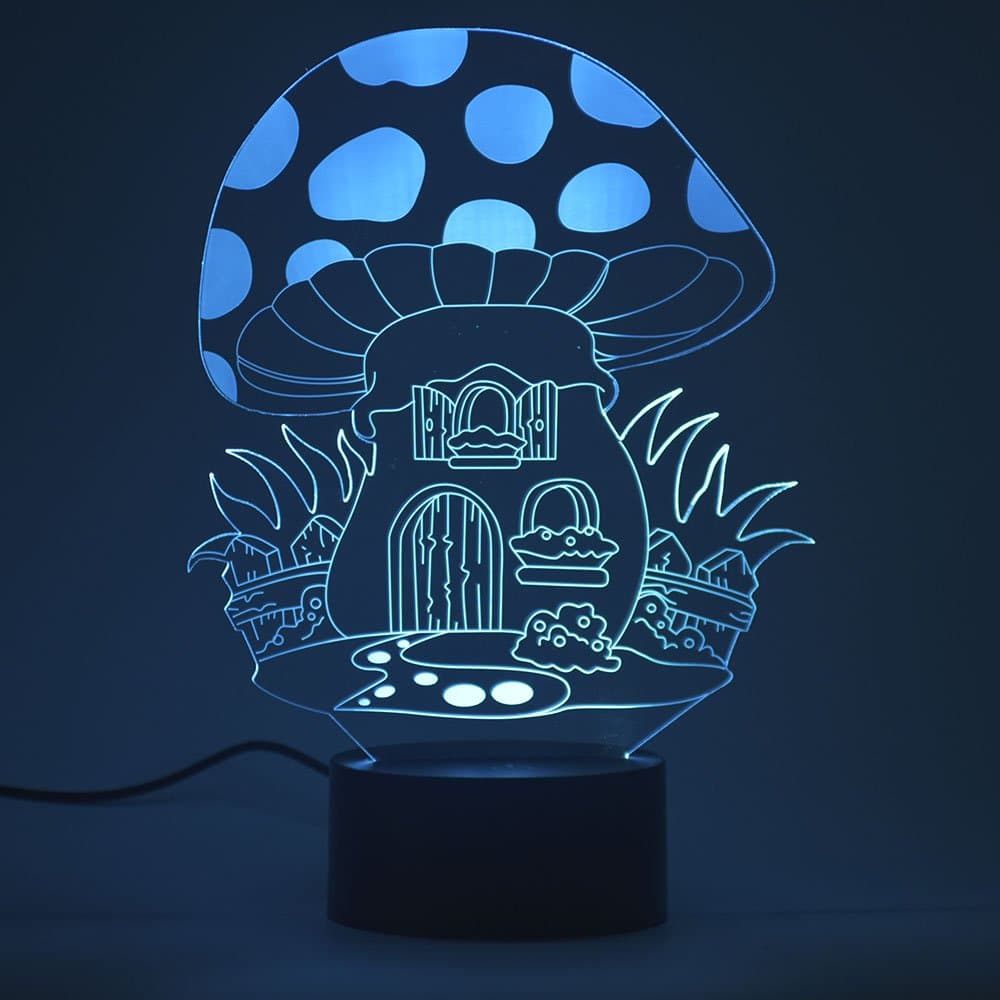 3D Optical Illusion Night Light,Touch LED Table Desk Lamp 7 Color Changing USB Charger Powered Touch Switch Desk Night Light for Kids Friends Gift(Mushroom house)