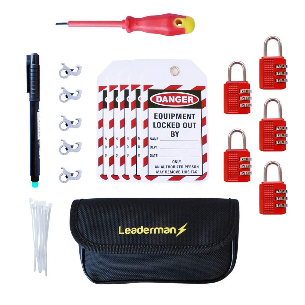 Lock Out Off Metal MCB | Tag | Padlock Kit with Case and Pen: Leaderman LMLOK5R from Testermans
