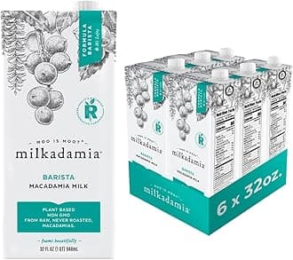 Barista Macadamia Milk, Excellent Source of Calcium, Plant Based, Kosher, Gluten Free & Non-GMO, 32 Fluid Ounce (Pack of 6)
