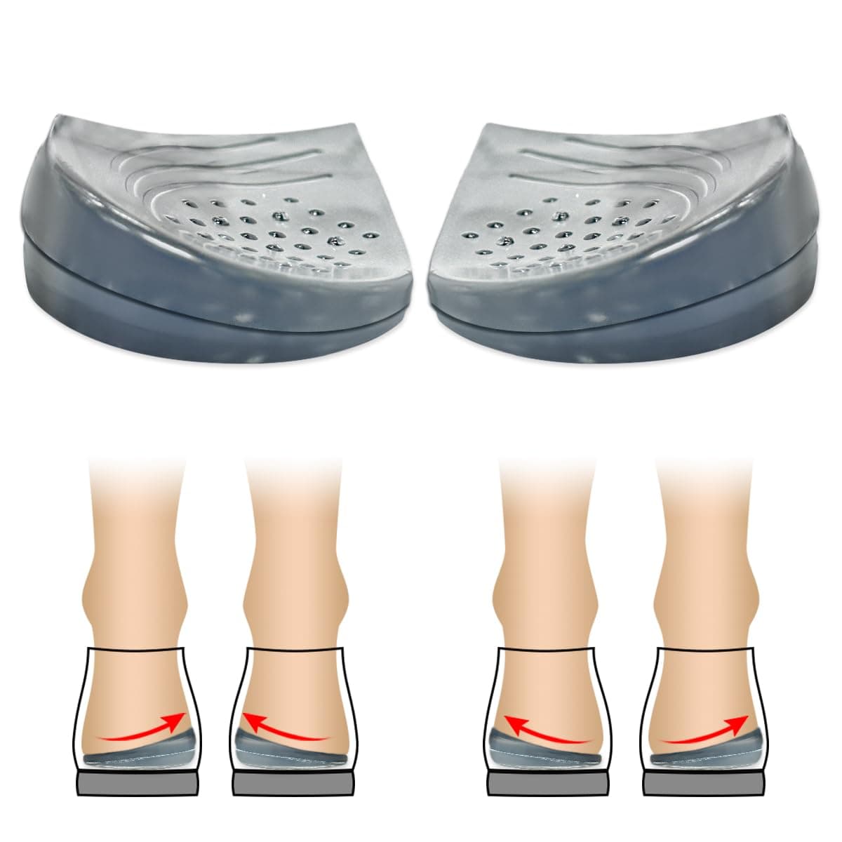 JL-Group2 Layers Adjustable Heel Wedge Corrective Inserts for Over Pronation & Supination, Correction Medial & Lateral Heel Insoles for Foot Alignment (L (8-12 Women, 7.5-14 Men))