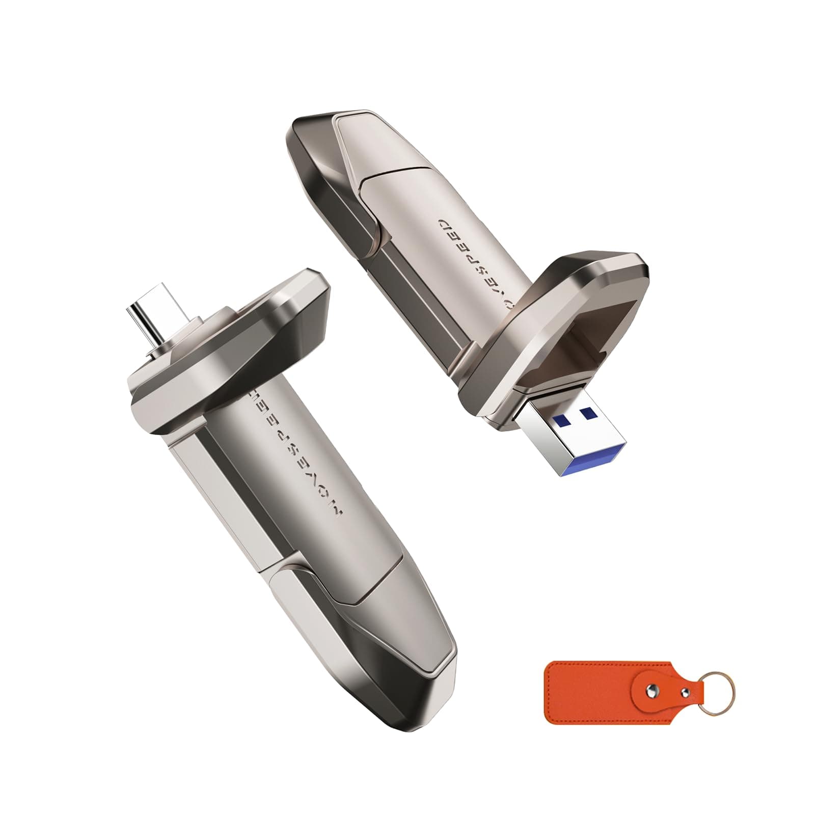 Move speed1TB T7 Touch USB 3.2 Gen 2 Type C Flash Drive - 570MB/s Read & Write Speed, High Speed, Dual Interface, Compatible with Android/Windows/Mac OS/iOS/Linux, Leather Case