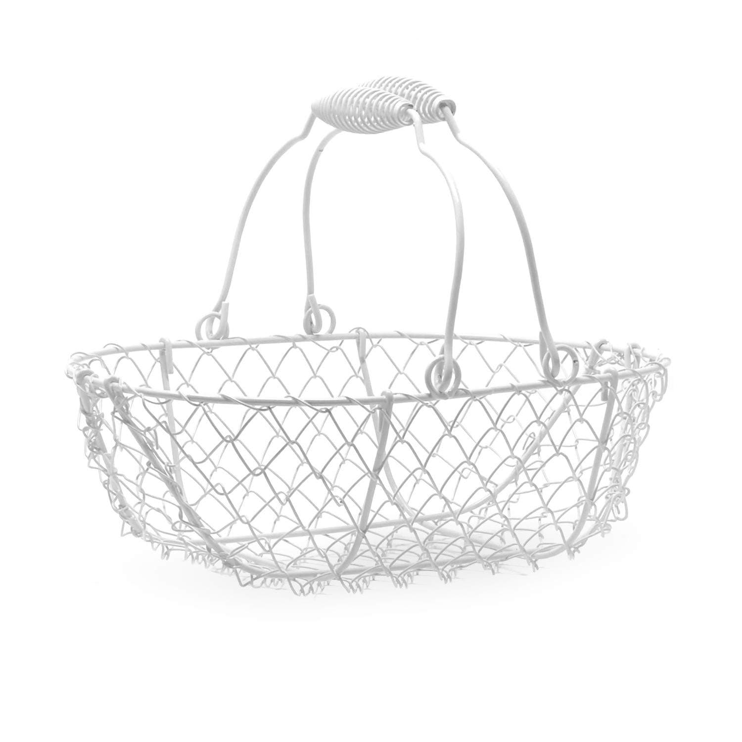 Wire Egg Basket, Chicken Gathering Basket, Vintage White Liam