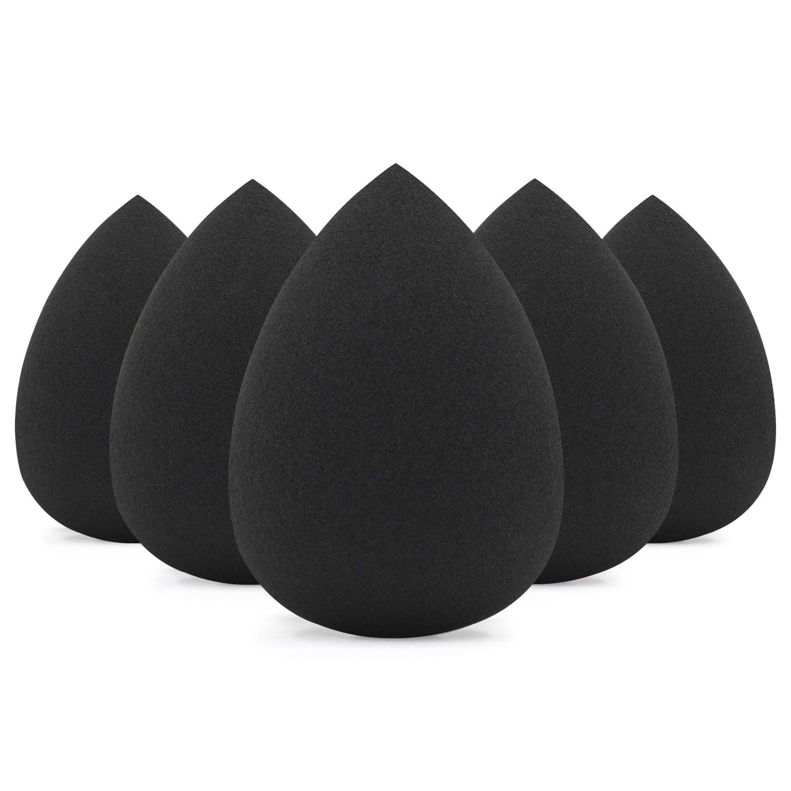 Makeup Sponge Set, Foundation Blending Beauty Sponge, Makeup Applicator Flawless for Liquid, Cream, and Powder, Latex Free and Vegan Makeup Sponges-5 Pcs Black
