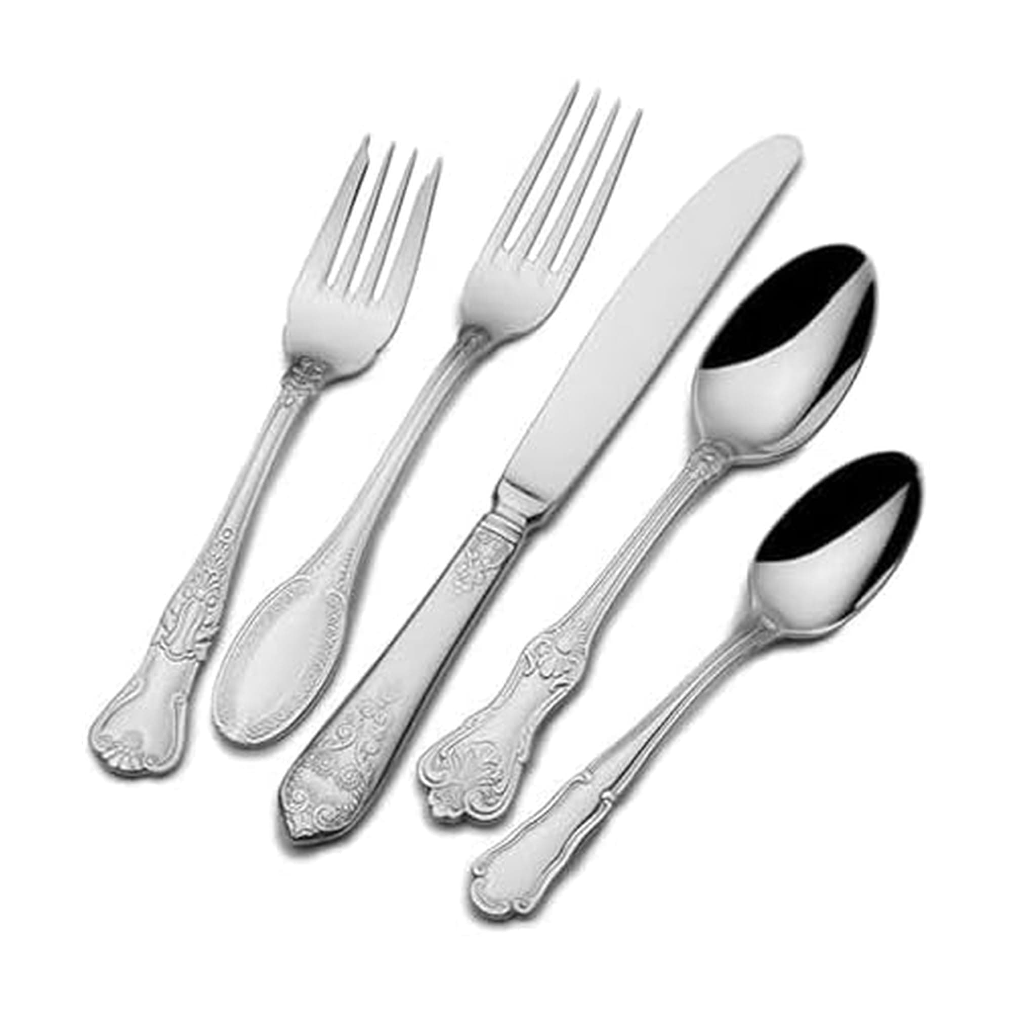 Hotel Collection Silverware Set for 12, 77-Piece 18/10 Stainless Steel Flatware Set with Assorted Vintage Designs, Dishwasher Safe,