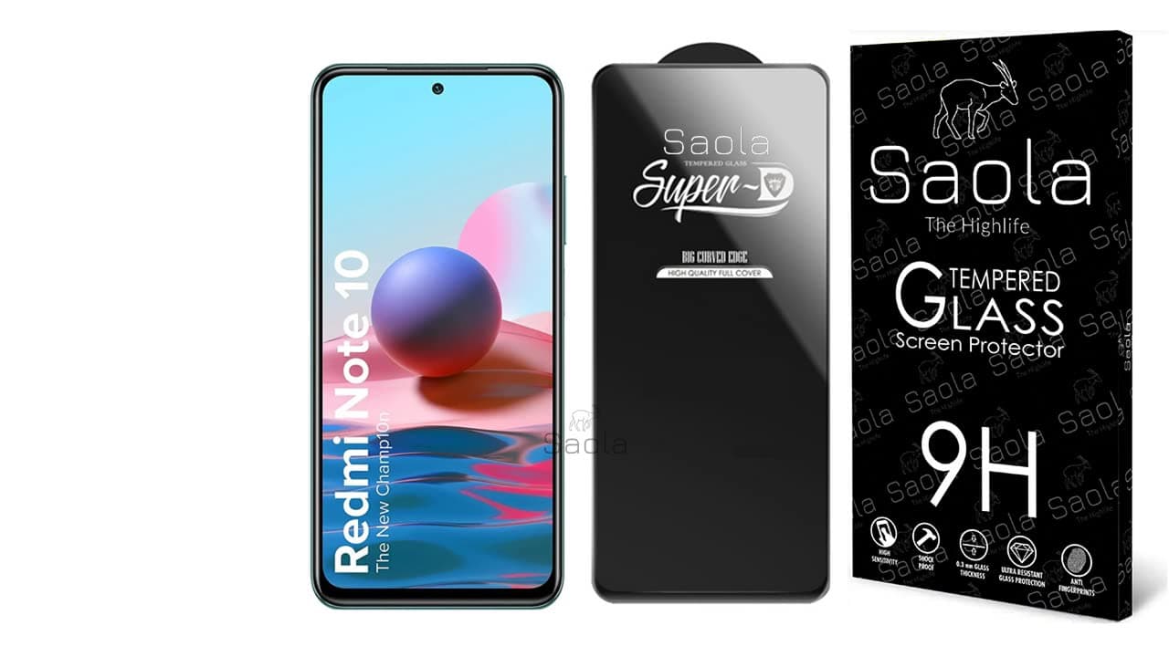 Saola Hd+ Oleophobic Tempered Glass Screen Protector For Redmi Note 10 Smartphone(Pack Of 1)With Free Installation Kit. Full Screen Protector-6.43 Inch