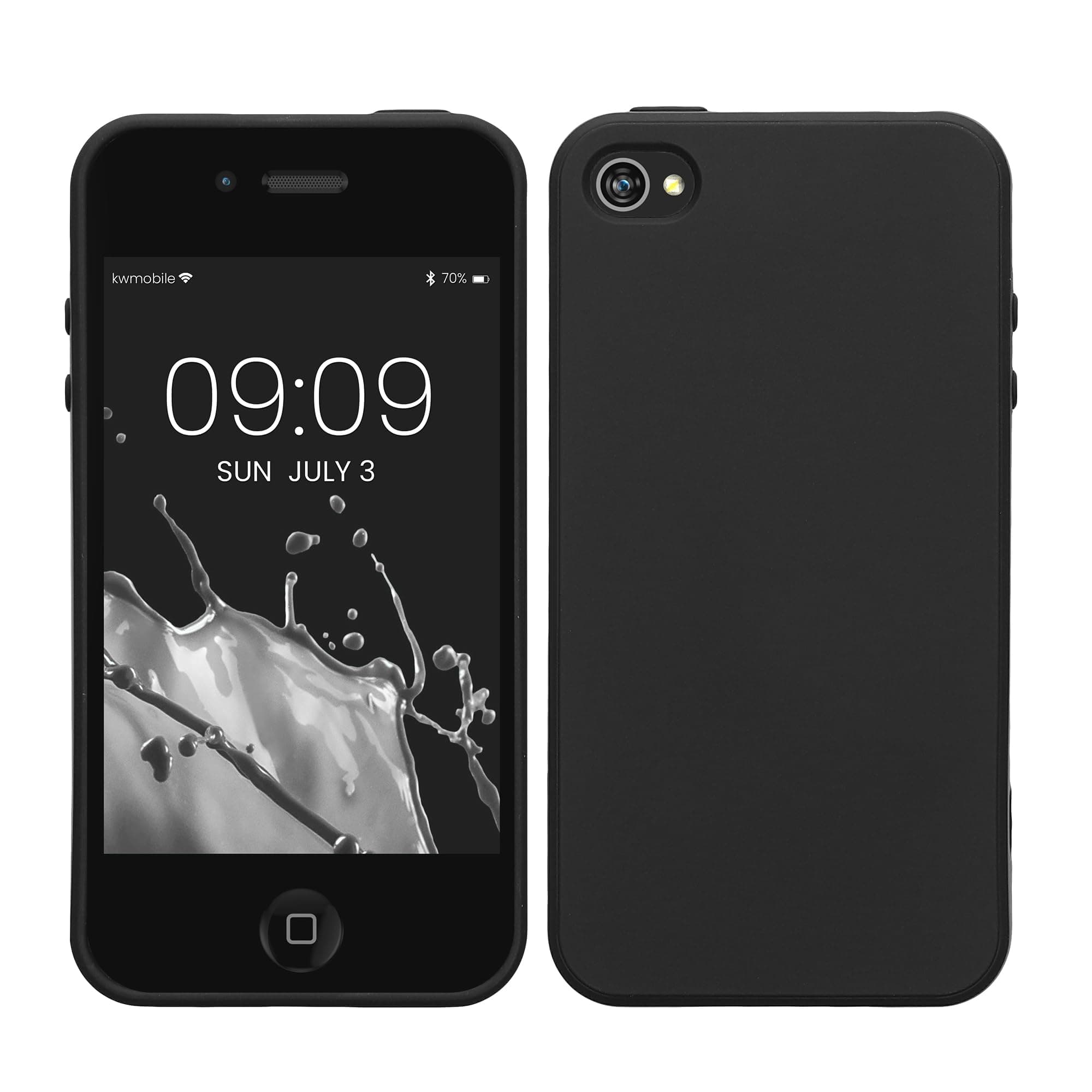 kwmobile Case Compatible with Apple iPhone 4 / 4S Case - Soft Slim Protective TPU Silicone Cover - Black