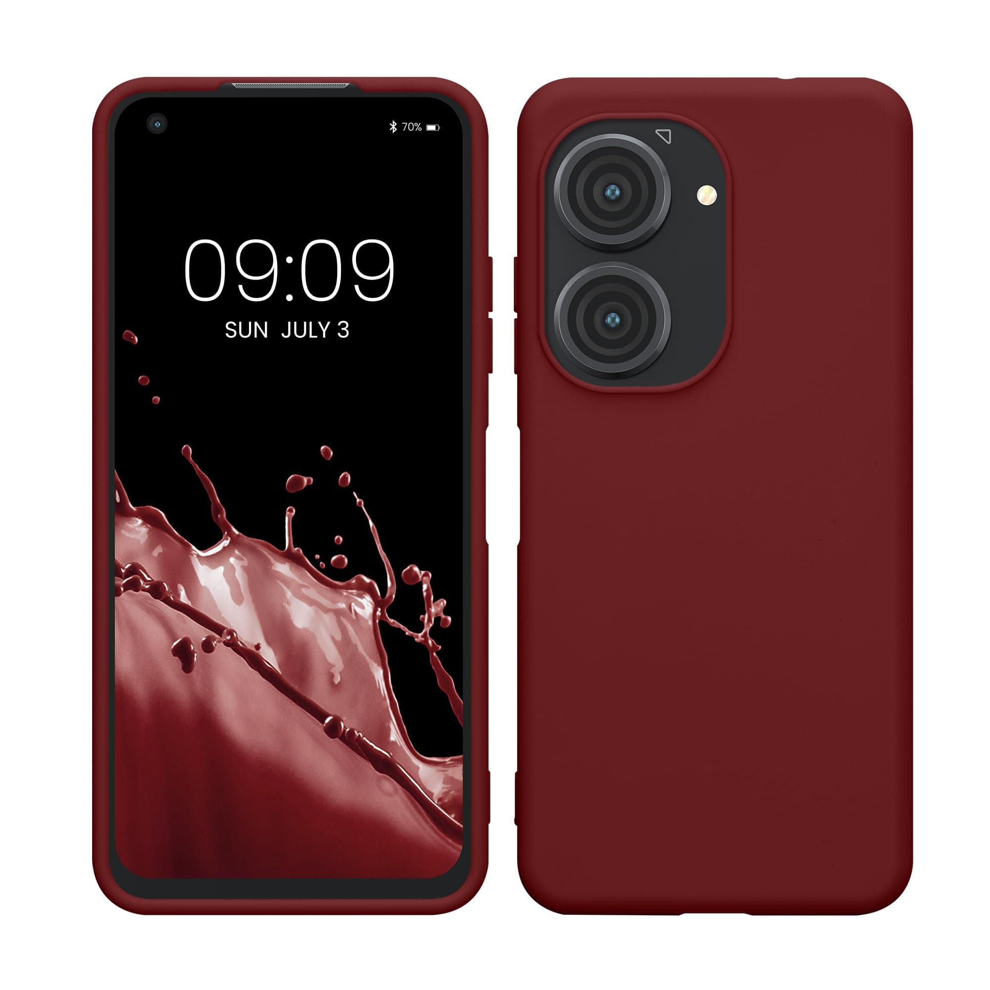 kwmobile Case Compatible with ASUS Zenfone 10 / Zenfone 9 Case - Soft Slim Protective TPU Silicone Cover - Bordeaux Violet