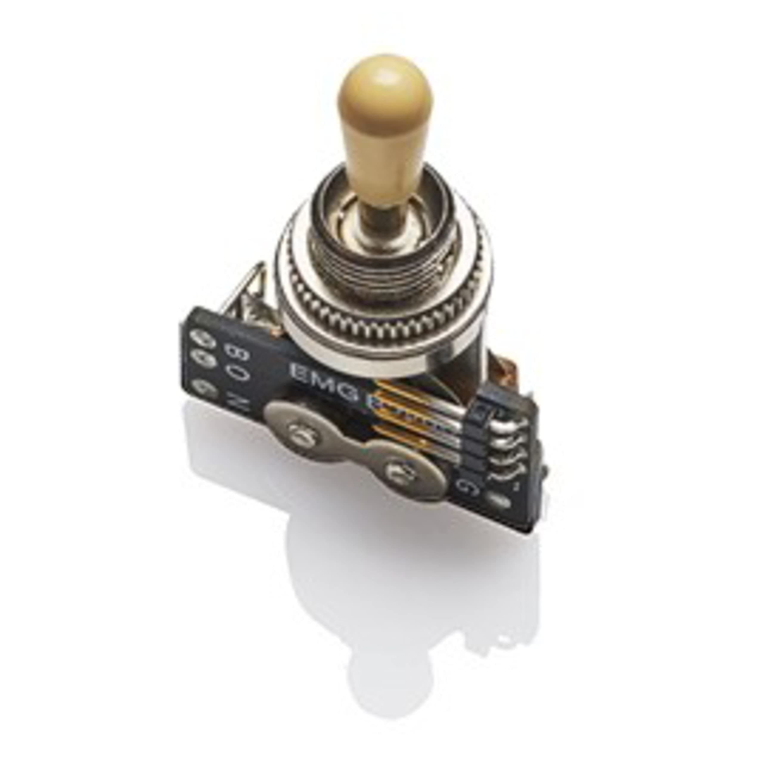 Pickups »3-Way B289 Toggle Switch - Ivory KNOB« Pickup Selector Switch for Electric Guitars in Gibson™ Style | 2 Connection Cables (Short/Long) | Ivory Button