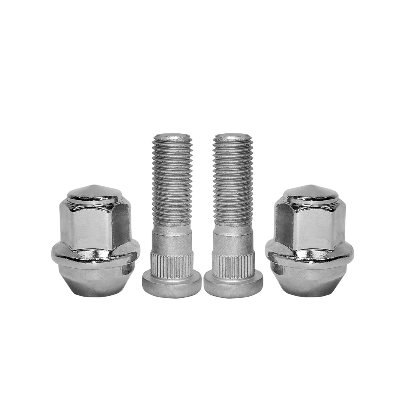 iDeretool M12x1.5 Hub Bolt Chrome Wheel Lug Stud Nut Set Compatible with 2006-21 Ford Focus Fusion Fiesta Escape EcoSport MKC MKZ, 611-303 CV6Z1012C (4PCS)