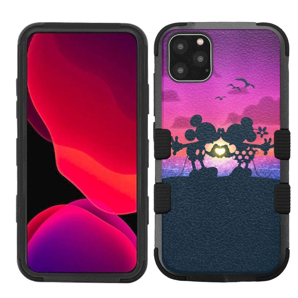 iPhone 11 Pro Max Case, Hard+Rubber Dual Layer Hybrid Heavy-Duty Rugged Impact Cover Case for Apple iPhone 11 Pro Max (6.5") - Mickey Minnie Mouse #ST