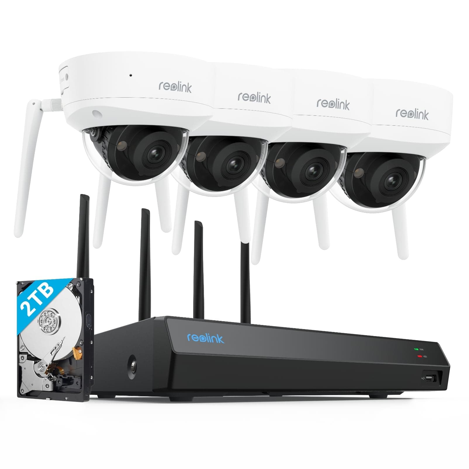 REOLINK 4K Wi-Fi 6 Security Camera System with IK10 Vandal-Proof, Color Night Vision, 12CH NVR with 2TB HDD, Person/Vehicle/Animal Detection, 2-Way Talk, IP67 Weatherproof Dome Cameras, RLK12-800WV4