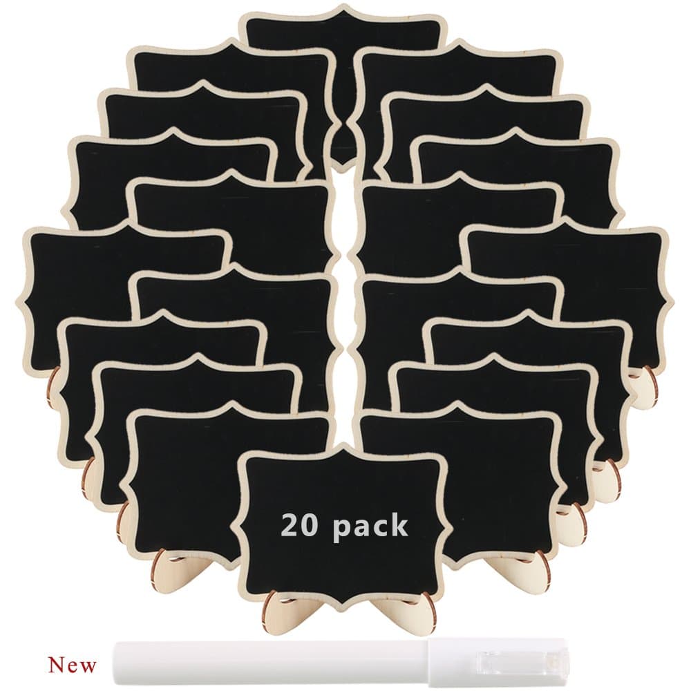 Pulluo Chalk Board 20 Pcs Mini Chalkboard Signs Food Label Place Cards Erasable Blackboard Lace-Shaped Chalkboard Labels with Stands Chalk Table Numbers for Weddings Party Afternoon Tea Decorations