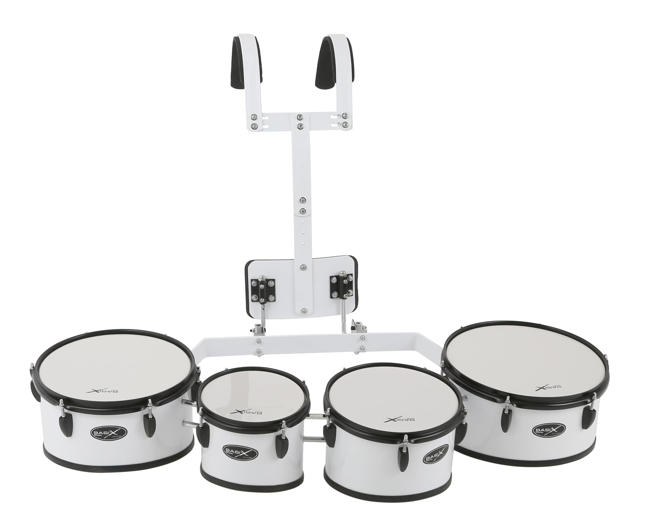 GEWApure Marching Quad Tom Set, Black,White, 8 x 8/10 x 8/12 x 8/13 x 8-Inch (F893210)