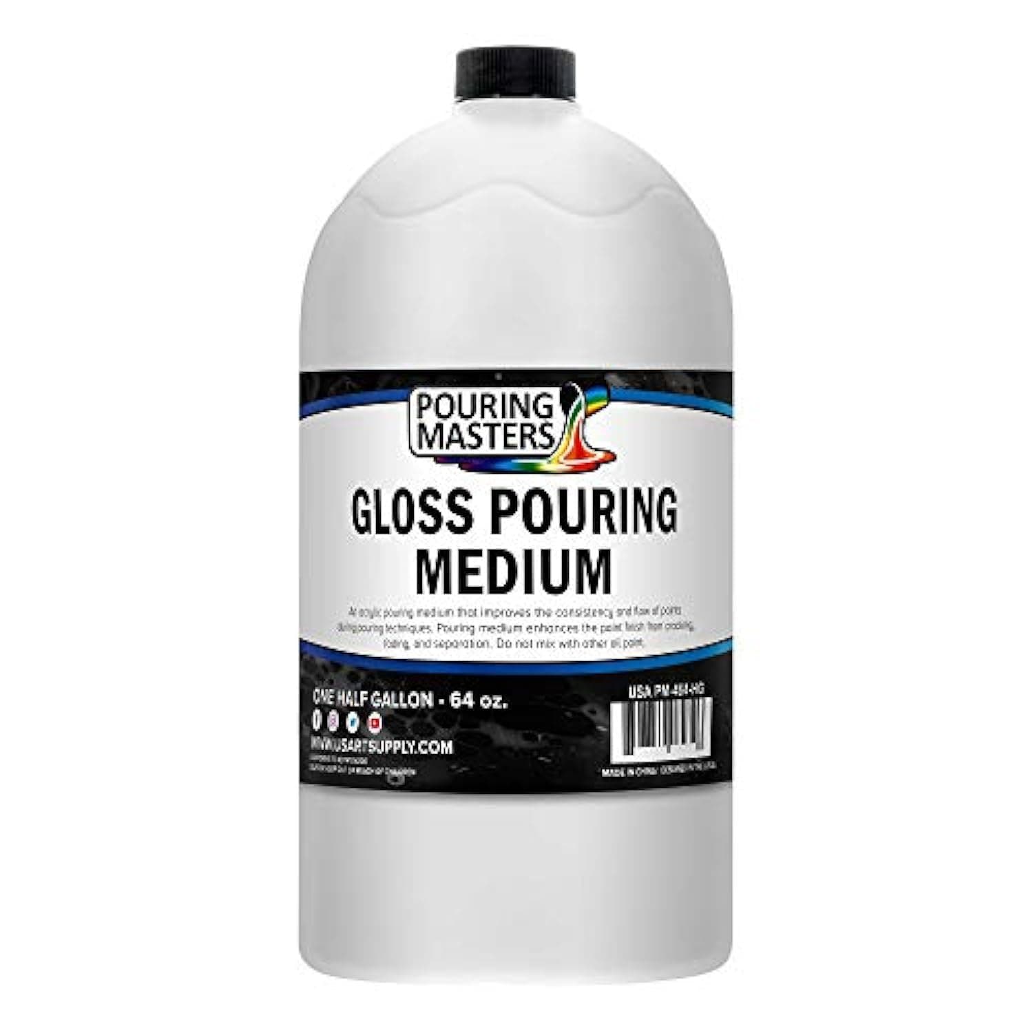U.S. Art Supply Professional Gloss Pouring Medium 64oz (Half Gallon) - Improves Paint Flow & Cell Effects Creator, Viscosity Adjuster for Art Acrylic Painting