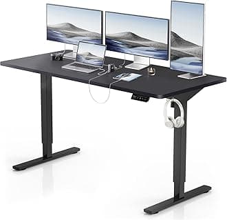 Devoko Electric Standing Desk 200x100cm Sit Stand Table Height Adjustable Desk with Backpack Hook and Memory Smart Pannel, Black