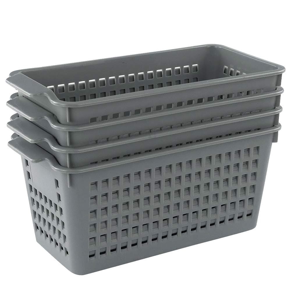 Plastic Baskets for Organizing, Grey, Set of 4