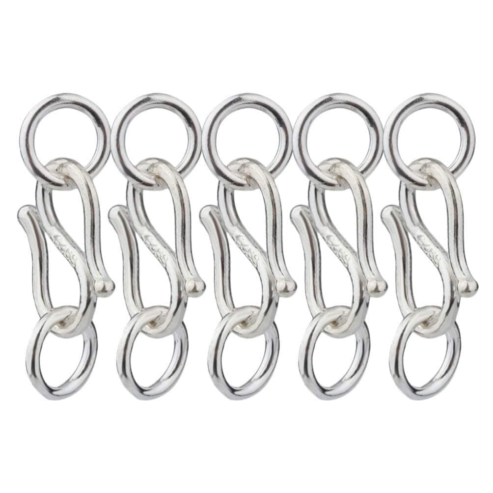 ARTIBETTER 5pcs Sterling Silver S Hook Ring Toggle Clasps End Clasps for Bracelet Necklace Jewelry Making