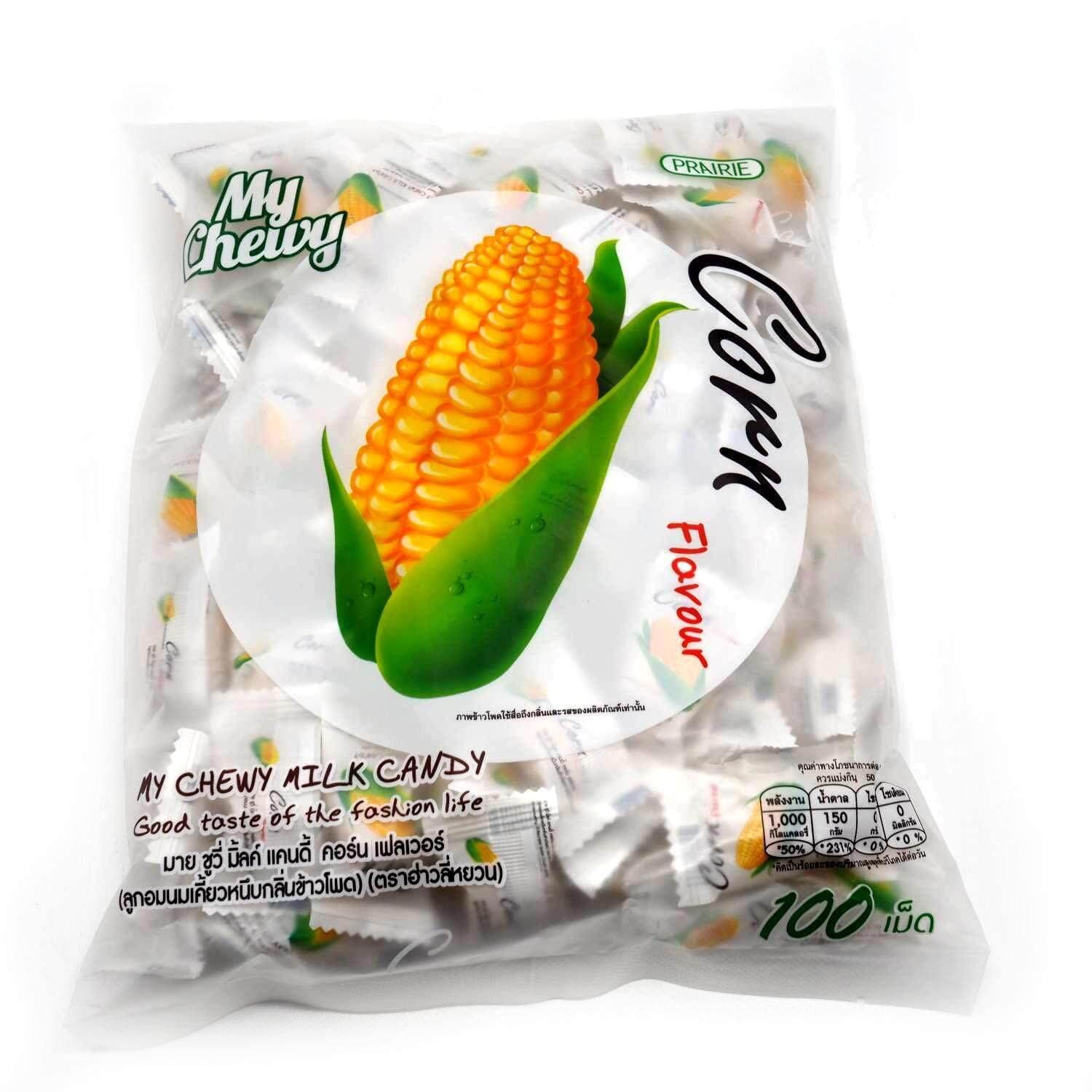 My Chewy Corn Soft Milk Candy (100 Counts, 12.69 Oz) Unique Sweet Corn Flavor Individually Wrapped Asian Snack for Kids and Adults