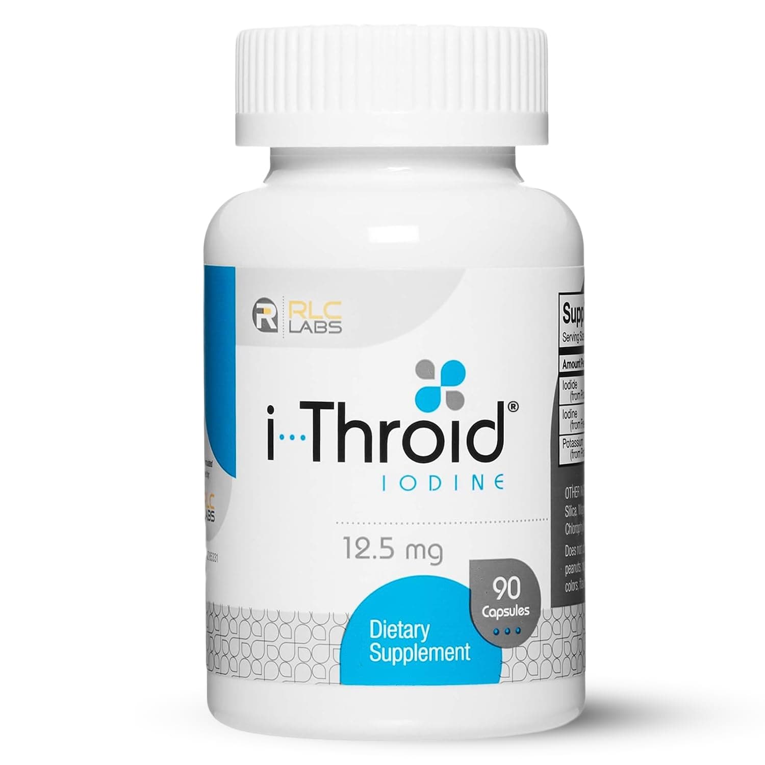RLC Labs i-Throid 12.5 mg - Thyroid Supplements for Hypothyroidism, Iodide Supplements for Thyroid, Support Healthy Metabolism, Thyroid Support for Women and Men - 90 Vegetarian Capsules (1 Pack)