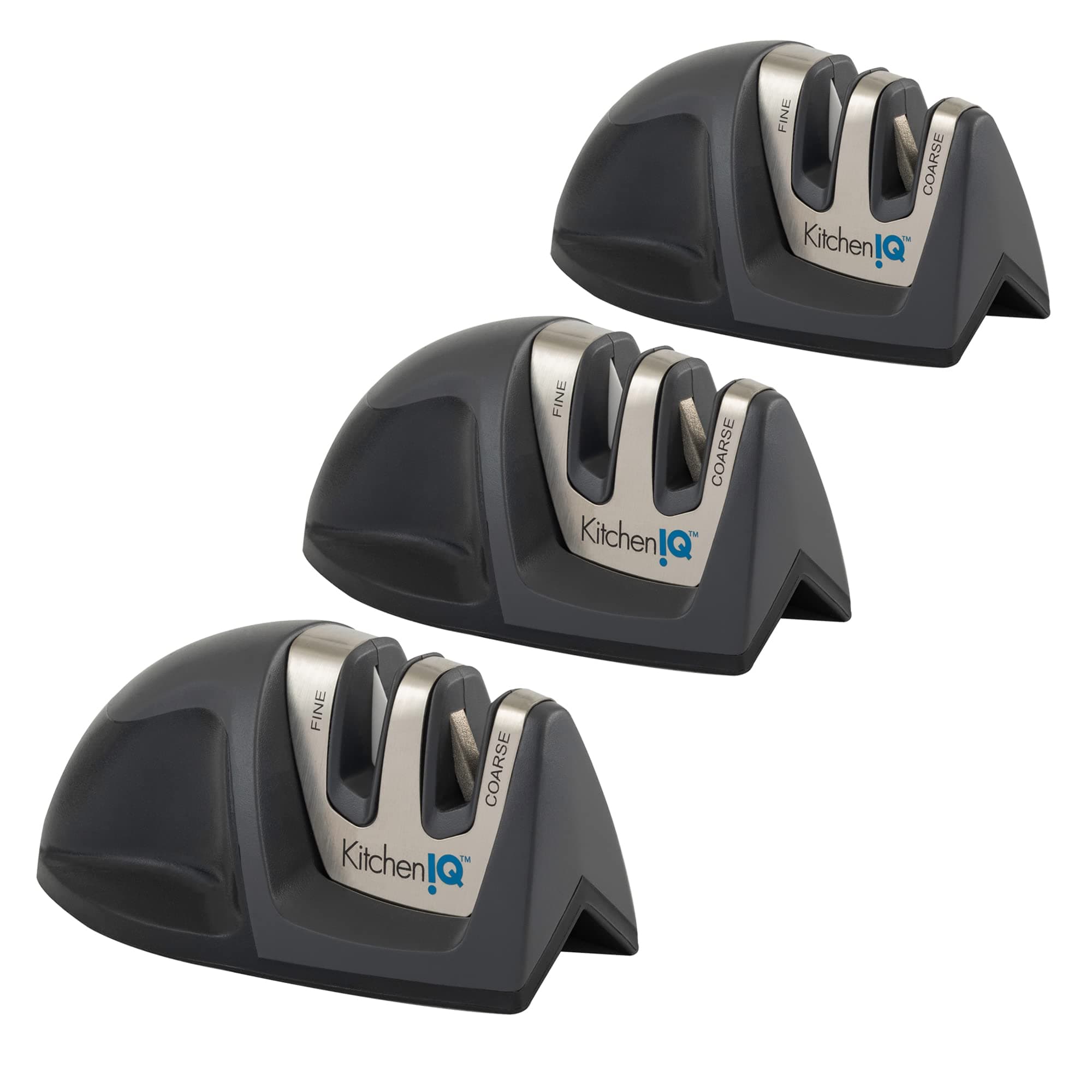 KitchenIQ 51423 Edge Grip 2-Stage Knife Sharpener, Gray 3-Pack