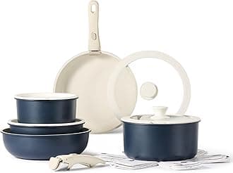 CAROTE 15pcs Pots and Pans Set, Nonstick Cookware Set Detachable Handle, Induction Kitchen Cookware Sets Non Stick with Removable Handle, RV Cookware Set, Oven Safe, Dark Blue(15 piece)