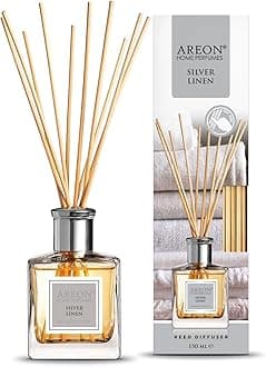Areon Reed Diffuser/Silver Linen / 150ml / 1 Pack/Perfume for Home or Office Long Lasting Aroma Reed Stick Kit for Diffuser
