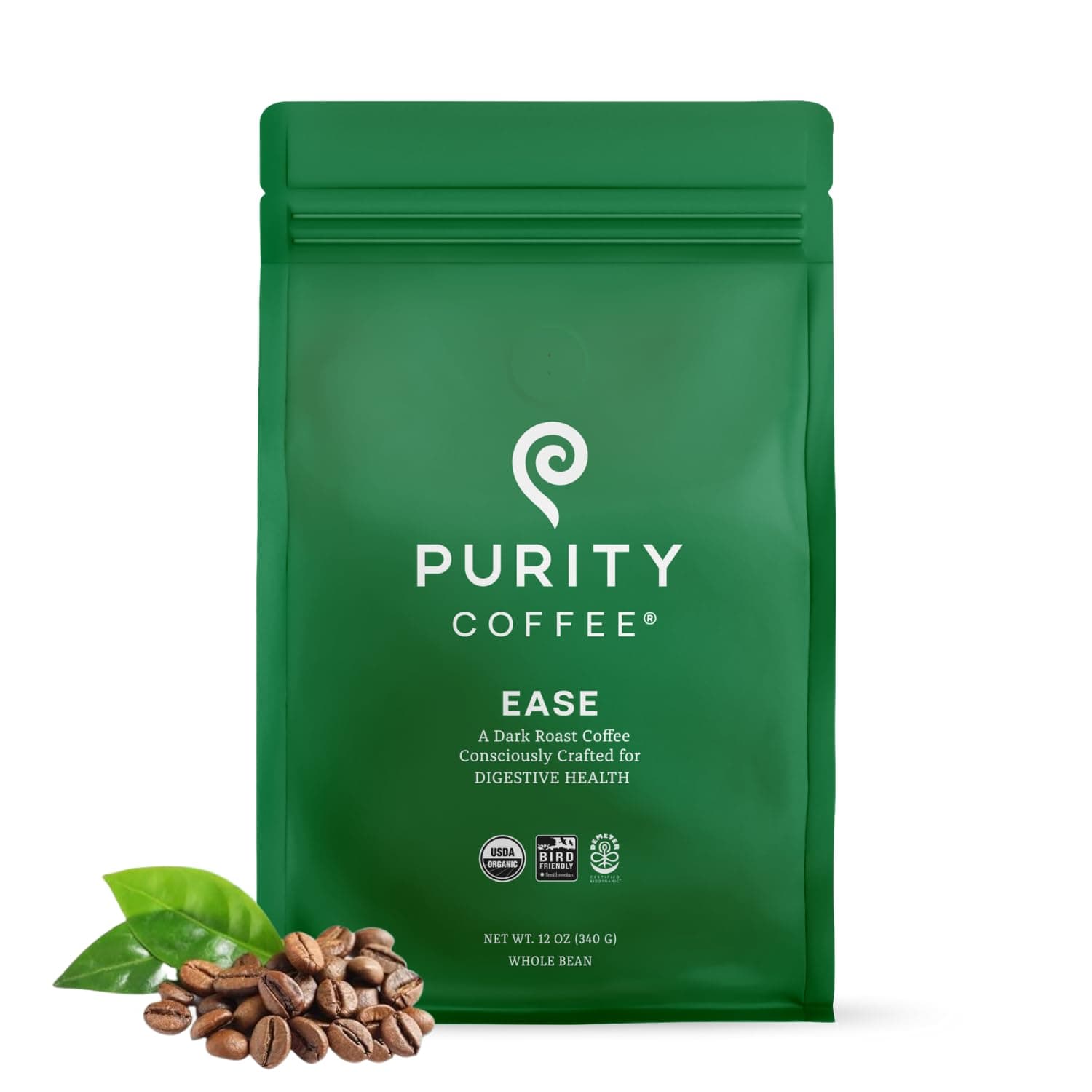 Purity Coffee PROTECT Highest Antioxidant Light-Medium Roast - USDA Certified Organic Specialty Grade Arabica Whole Bean Coffee - Third Party Tested for Mold, Mycotoxins, Pesticides - 12 oz Bag