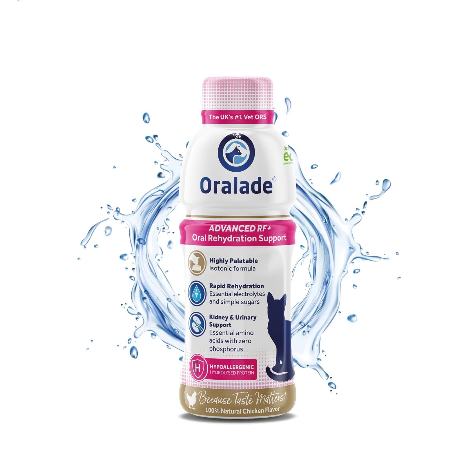 Advanced RF+, Oral Rehydration Support for Cats - Fast Acting Isotonic Formula - Kidney and Urinary Support - Natural Chicken Flavour - Highly Palatable - For all Ages - 330ml