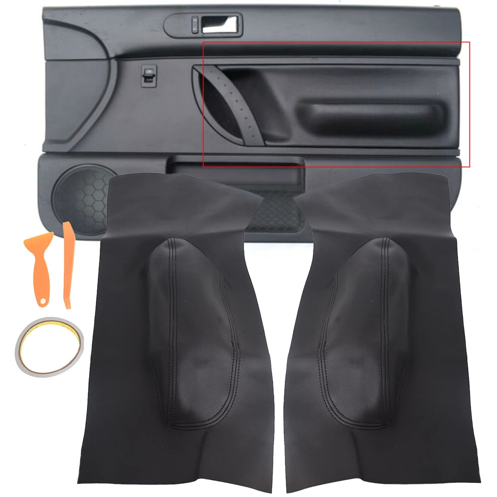 ブラックドアパネル 合成皮革インサートカードカバー 1組 ビートル1998-2010用