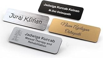 Personalised Premium Name Badge Staff ID Tag with Pin | Design Your Custom Badge | Laser Engraved (White)