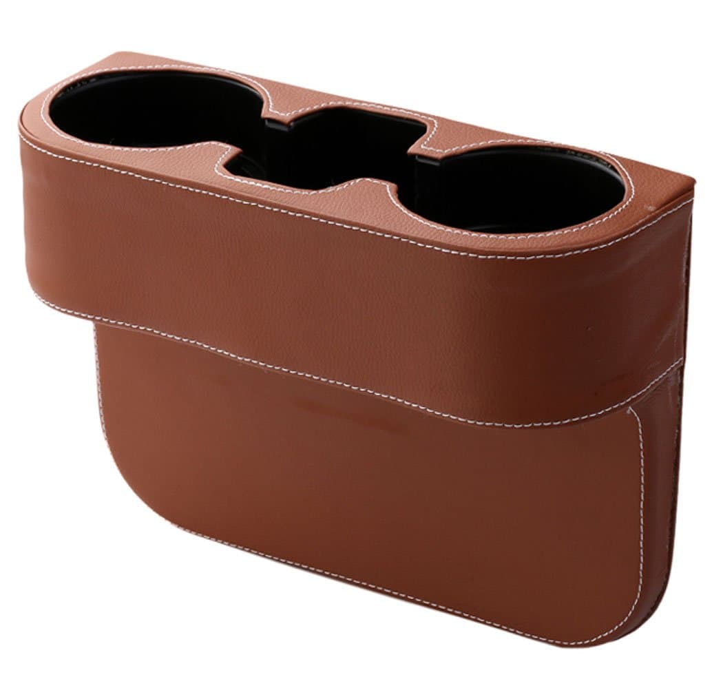 Topda123 Drink Holder Coffee Console Side Pocket,Auto Front Seat Organizer Car Console and Seat Gap Cup/Mobile Phone Holder Storage Pocket Box Cage Coffe Catcher for car (Brown)