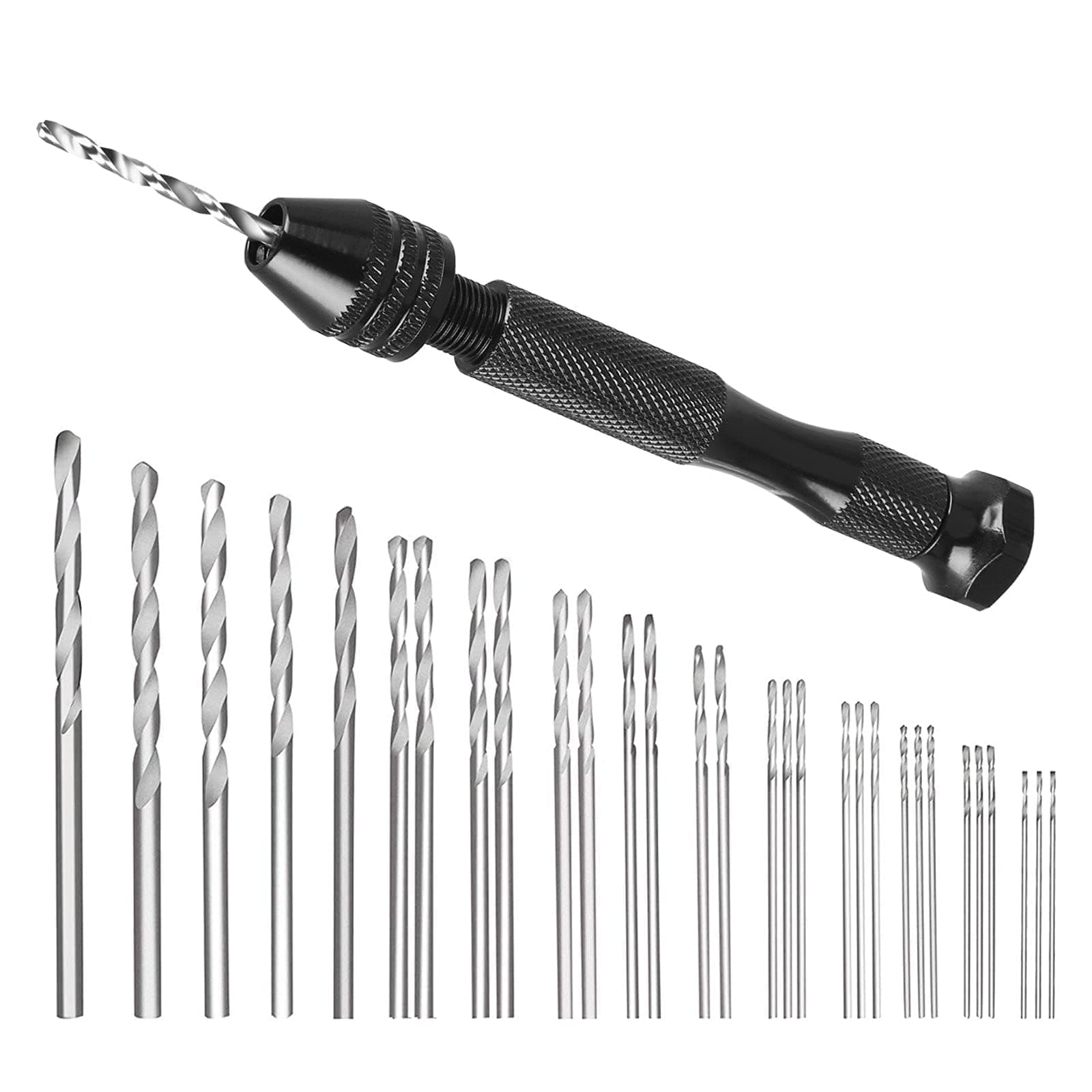 Linkstyle 31PCS Hand Drill Bit Set with 0.5-3mm Precision Pin Vise Drill, Micro Twist Drill Bits for Delicate Manual Work Electronic Assembling Model Making Woodworking Jewelry DIY