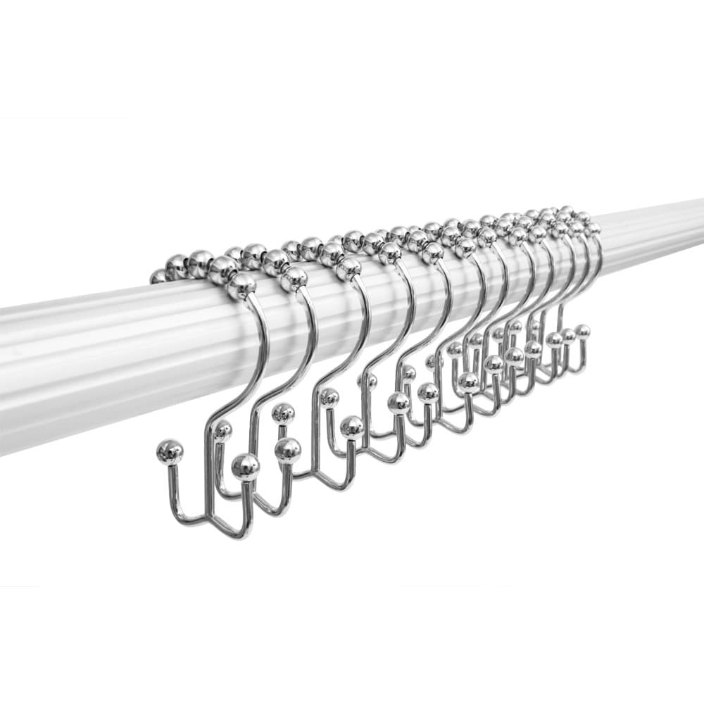 12pcs/set Heavy-Duty Double Glide Shower Curtain Hooks ,Rustproof Stainless Steel and Polished Chrome Decorative Design